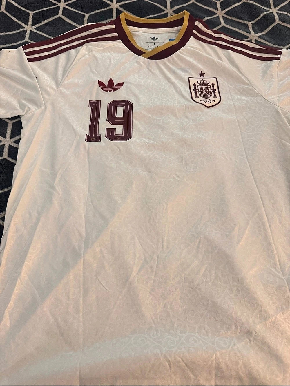 adidas Spain 2024 Away Jersey Lamine Yamal #19 White & Burgundy
